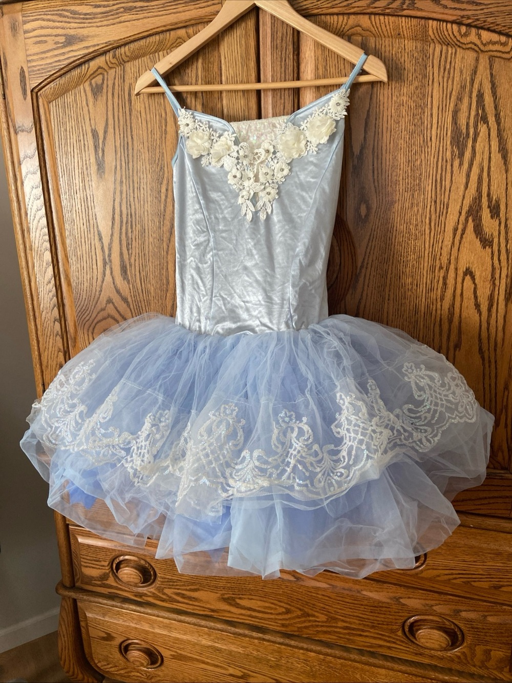 Weissman Light Blue and Ivory Tulle Ballet Tutu Dress